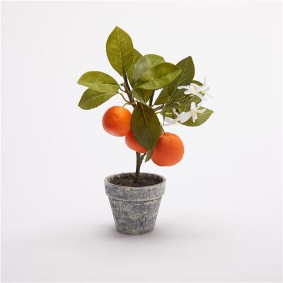 China Hot Sale Artificial Plastic Tree White Flower Garden Decorative Plastic Tree Green Artificial Orange Tree for sale