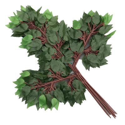 China High Quality High Simulation Different Color Plastic Ficus Leaves Plastic Banyan Leaf for sale