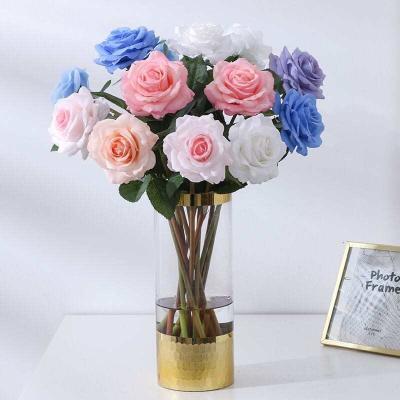 China Wholesale Touch Real Nature Artificial Flower Roses Bouquet For Home Wedding Decoration for sale