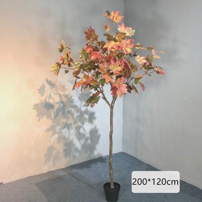 China Hot Sale Artificial Green Plant Garden Red Maple Tree Plastic Japanese Maple Tree for sale