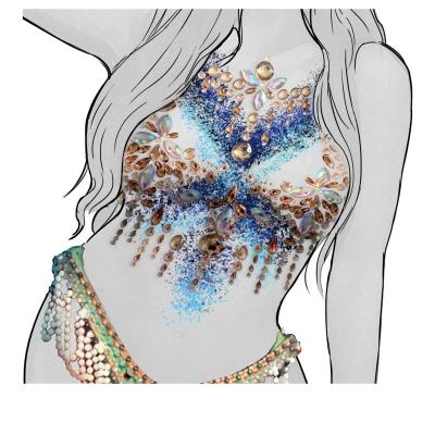 China Temporary Breast Jewelry Tattoo Crystal Chest Nipple Sticker Gem Stones Temporary Jewel Tattoo Stickers Body Jewelry for sale