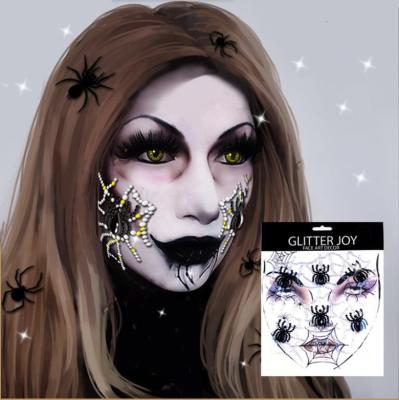 China Body Art Rhinestone Face Jewelry Adhesive Eyebrow Sticker Face Jewelry Party Festival Temporary Face Sticker Tattoo Mask Bone Skull for sale