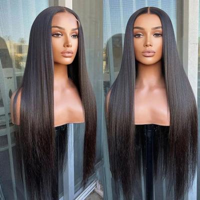 China Other 100% Raw Virgin Cuticle Aligned Human Hair Wigs Hd Transparent Swiss Lace Bone Straight Hair Lace Frontal Wig for sale