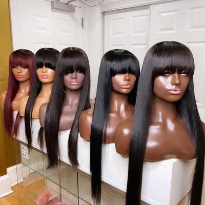 China 2022 Other Wigs With Hair Bangs 13X6 Lace Front Wig Brazilian Bone Straight Wigs for sale