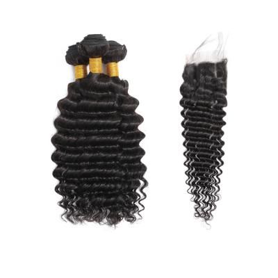 China 100% Brazilian Virgin Curly Curly Hair Bundles 3 Bundles With Frontal Deep Wave Bundles With Closure for sale