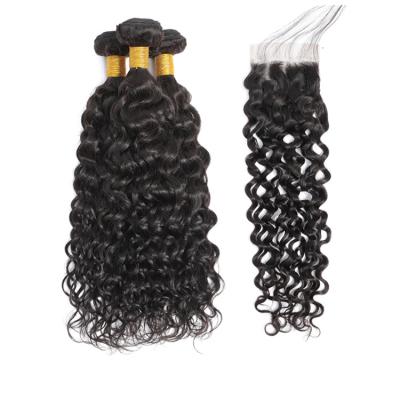 China Loop Grade 12A Kinky Water Wave Bundles With Brazilian Closure Bundles With Hd Lace Headband for sale