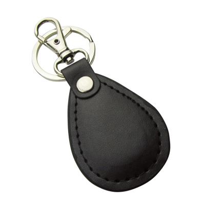 China Waterproof / Waterproof Customize Printable Passive Leather Logo 125kHz Tk4100 Keyfob RFID Leather Key Chain for sale