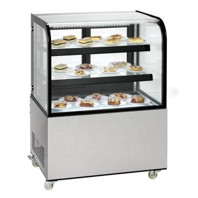 China Single-temperature Air Cooling Curved Glass Cake Commercial Refrigerated Display Cabinet for sale