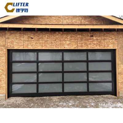 China Modern Residential Garage Sectional Aluminum Insulated Glass Door for sale