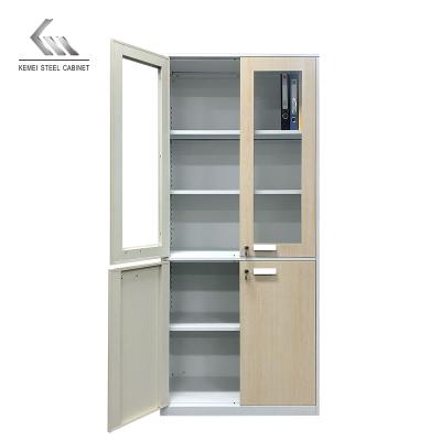 China Office Foldable Filing Cabinet with Glass Storage 2 Doors Filing Cabinet Key Cupboard Cabinet for sale