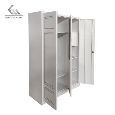 China Almirah Steel Flower (Other) Bedroom Furniture Modern Design Adjustable Metal 3 Doors Metal Wardrobe Printing Metal Wardrobe for sale