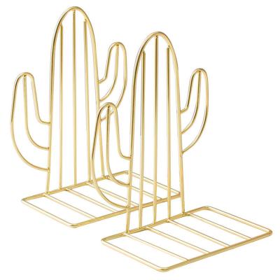 China 2021 Popular Morden Wire Metal Cactus Shaped Custom Book Holder Bookends For Study Room Decor for sale