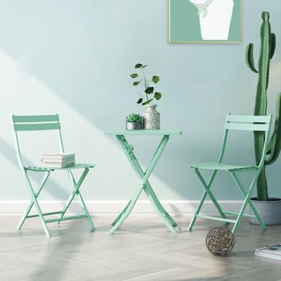 China Easy Carry Tables And Chairs Floral Outdoor Metal Home And Garden Leisure Folding Bistro Sets With 1 Table 2 Chairs for sale