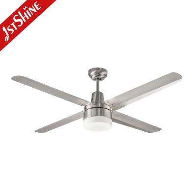 China With Light Manufacturer 1stshine 110v AC Brushed Nickel Metal Iron Blades Ceiling Fan Light for sale