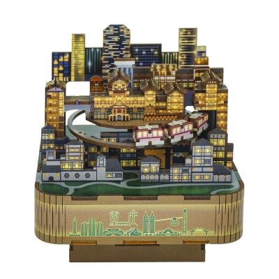 China Wood Tonecheer Chongqing music box wood jigsaw for kids wooden 3d puzzle for sale