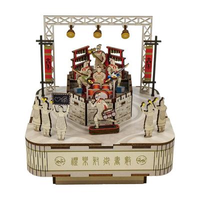 China Wooden Tonecheer Terra Cotta Warriors Music Box Wooden Puzzle For Kids Wooden 3d Puzzle for sale