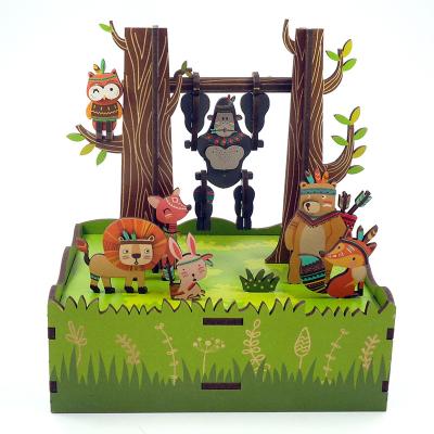 China Wooden Tonecheer Jungle Games Music Box Wooden Puzzle For Kids Wooden Cannon 3d Puzzle for sale