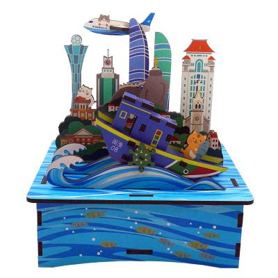 China Wooden Tonecheer Xiamen Music Box Wooden Puzzle For Kids Wooden Cannon 3d Puzzle for sale