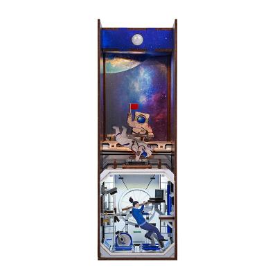 China Wooden Tonecheer Space Station Jigsaw Wooden 3d Children's Set Toys DIY Bookend With Body Sensor Led Light for sale