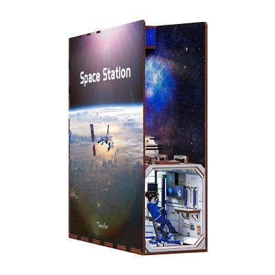 China DIY Set Children's 3d Toys Wooden Jigsaw Wooden Tonecheer Space Station Bookend With Body Sensor Led Light for sale