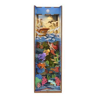 China Wood Tonecheer The Little Mermaid Wooden Puzzle For Kids 3d Puzzle Wooden Book Nook With Body Sensor Led Light for sale