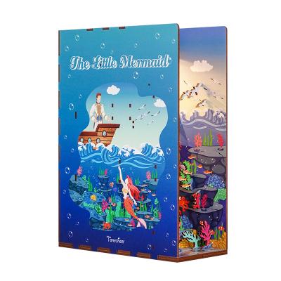 China Tonecheer wood wooden puzzle for kids wooden 3d puzzle The little mermaid book nook with body sensor led light for sale