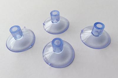 China 35mm Eco Friendly Plastic Vacuum Cup , Vertical Hole Glass Holding Suction Cups With Little Tab for sale