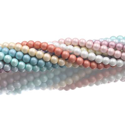 China Almost similar as real treasures factory stock for sale 4mm matte glass bead beads with holes for jewelry for sale