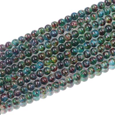 China Crystal Stock For Wholesale 4mm Green Glass Floral Beads Baking Glazing Round Beads For Jewelry DIY Glass Chain Accessories for sale