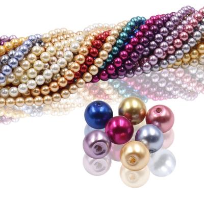 China Garment Accessories or Necklace or Ring or Bracelet or Earring Beads Factory Colored Pearl Beads Glass Round for Decoration for sale