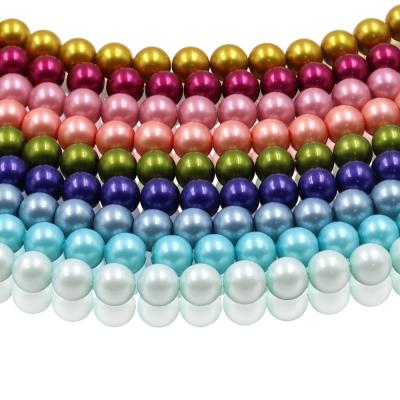 China Common Garment or Necklace or Ring or Bracelet or Earring Accessories for Sale10mm Shellfish Multicolor Imitation Glass Pearl Beads Loose Round Beads for Jewelry Grades for sale