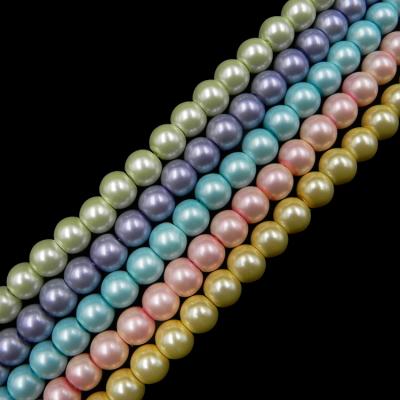 China Glass Beads 8mm Garment Accessories 4mm 6mm Beads Or Necklace Or Ring Or Bracelet Or Earring Similar As Shell Beads Colorful Round Loose Beads For Decoration for sale