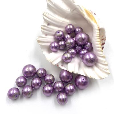 China Unique Imitation Pearl Highlight Pearl Glass Beads New With Silver Or Gold Lines For Jewelry Making for sale