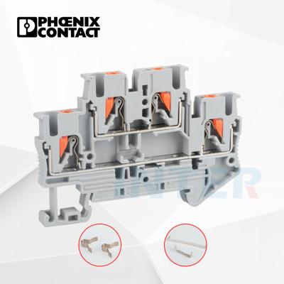 China 3210567 PTTB 2.5 Din Mount Level Recess Double Terminal Block Din Rail Feed Through Spring Terminal Block PTTB2.5 for sale