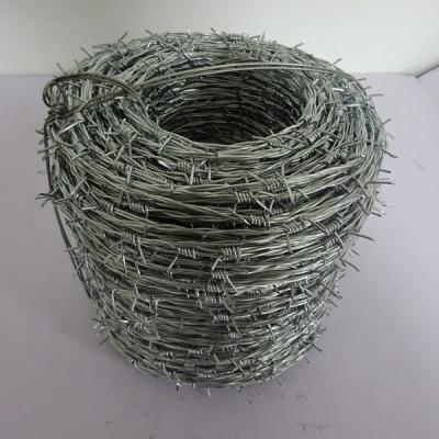 China Steel Wire 500m Roll Galvanized Steel Barbed Wire Gauge 16 With 2 Wires 4 Point for sale