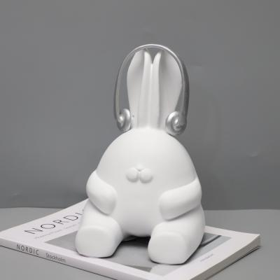 China Other Modern Simple Resin White Rabbit Ornaments With Bedroom Model Study Sales Service Headphones Room Desk Accessories for sale