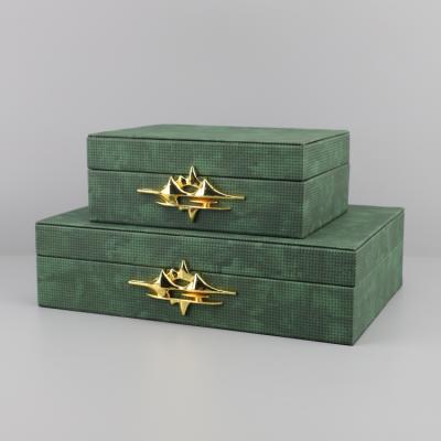 China New Chinese dark green storage box handwork storage box ornaments for sale