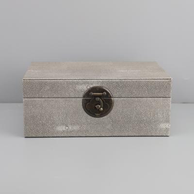 China New Soft Ornaments Storage Box Cloakroom Room Storage Box Chinese Wooden Leather Pattern Jewelry Storage Box for sale