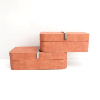 China Luxury Modern Elegant Leather Box Jewelry Box Ornaments Leather Table Box for sale