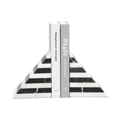 China Unique Contemporary Home Office Stone Accessories Decor Decorative White Contemporary Bookends for Office Decor and Home for sale