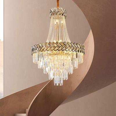 China Factory Price K9 Chandelier Modern Crystal Chandelier Luxury Long Hotel Lobby Hotel Lobby Staircase Chandelier Gold Modern Chandelier Lamp For Villa for sale