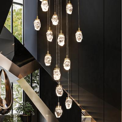 China Modern Minimalist Post Chandelier Glass Ceiling Lamp Crystal Decorations For Staircase Home Lights for sale