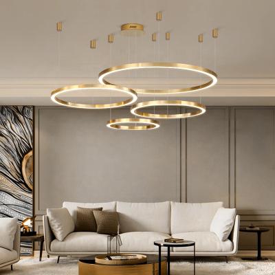 China 2021 Modern Manufacturer Modern Decoration Hotel Home Bedroom Light Gold Round Aluminum Luxury Led Chandelier for sale