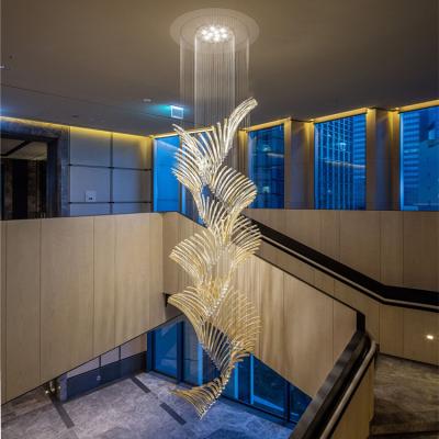 China Modern Minimalist Custom Hotel Dining Large Size Luxury Chandelier Lobby Decoration Project Pendant Light Staircase Chandelier for sale