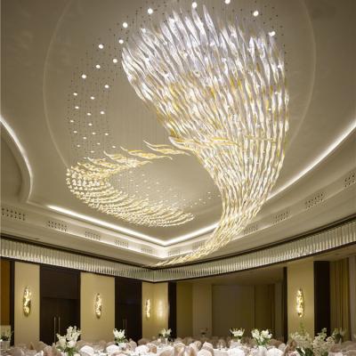 China Minimalist New Design Hotel Lobby Interior Decoration Lighting Custom Large Project LED Luxury Chandelier for sale