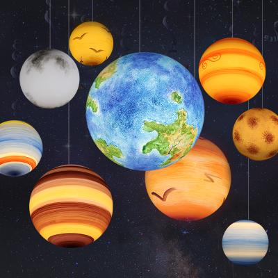 China Modern Hot Selling 8 Acrylic Hand Painted Planets Moon Lamp Modern Creative Custom Planet Pendant Lights For Home Deco for sale