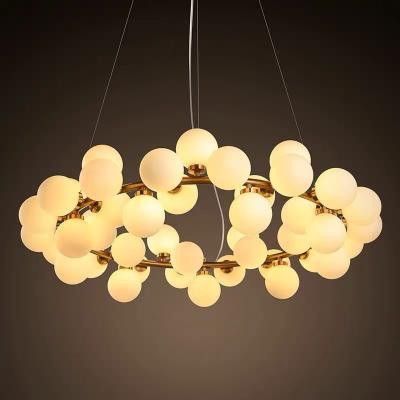 China Modern Nordic Modern Ring Lamp Ball Shape Pendant Light Frosted Glass Chandelier for sale