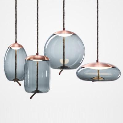 China Post Modern Kitchen Dining Table Smoke Gray Cognac Amber Color Round Ball Light LED Glass Pendant Lamp Hanging Lamp for sale