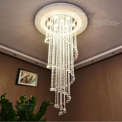 China Modern Minimalist Post Luxury Hanging Long Raindrop Chandeliers Stairs Gold Dust Crystal Pendant Light for sale