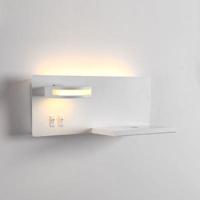 China Factory direct sale modern hotel bedroom rotatable simple wall lamp with USB bedside for sale